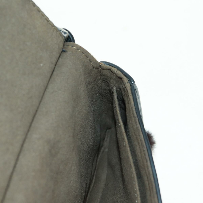 【日本直送】FENDI 雙鏈迷你法國包，皮革材質，黑色、藍色、銀色可選，正品 am10649V-24