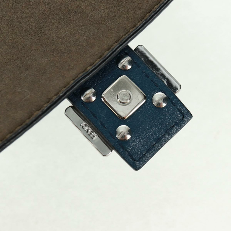 【日本直送】FENDI 雙鏈迷你法國包，皮革材質，黑色、藍色、銀色可選，正品 am10649V-28