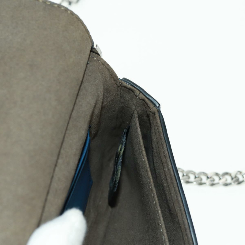 【日本直送】FENDI 雙鏈迷你法國包，皮革材質，黑色、藍色、銀色可選，正品 am10649V-30