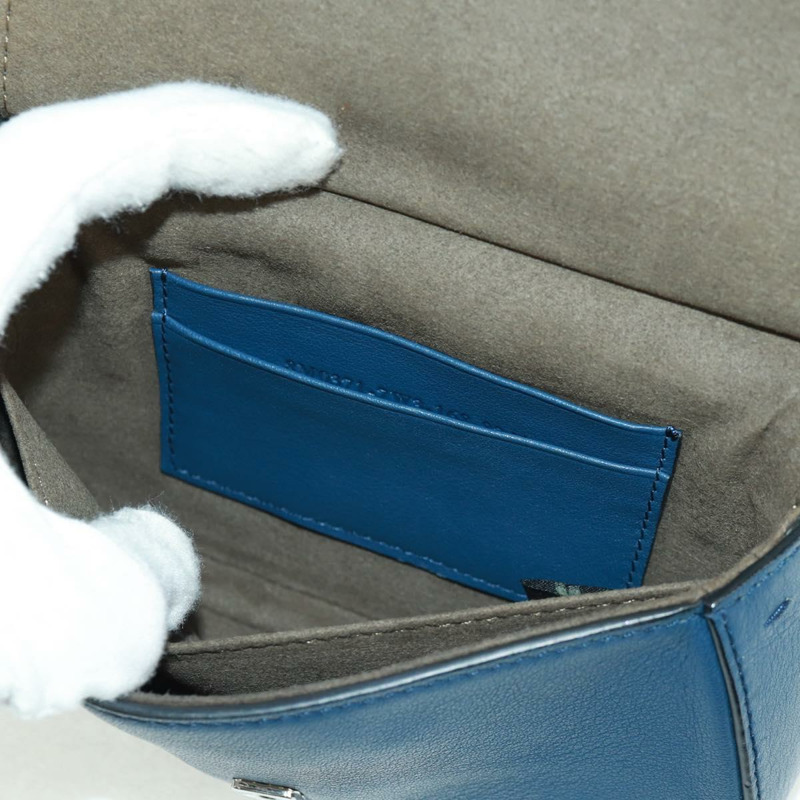 【日本直送】FENDI 雙鏈迷你法國包，皮革材質，黑色、藍色、銀色可選，正品 am10649V-32