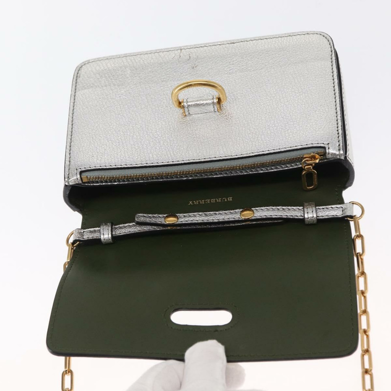 【日本直送】BURBERRY 鏈條單肩包 皮革 金色銀色 正品 ka1604M-9