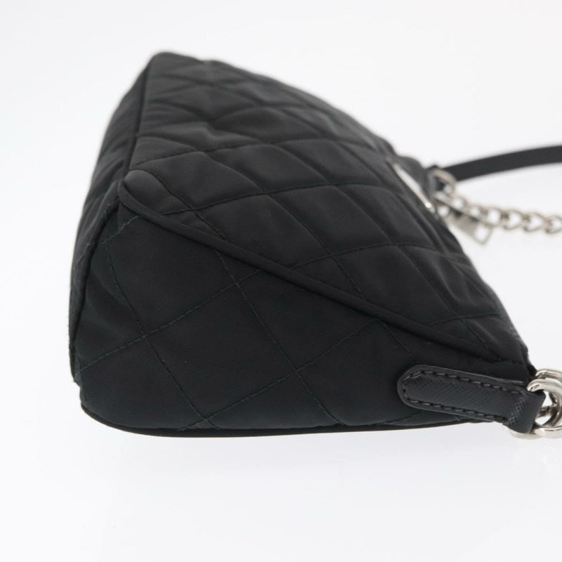 【日本直送】PRADA 鏈條配件包 尼龍 銀黑色 正品 ka1618SAM-2