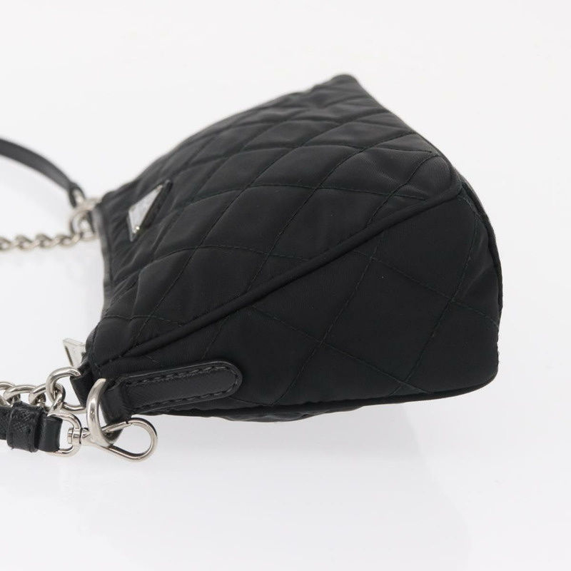【日本直送】PRADA 鏈條配件包 尼龍 銀黑色 正品 ka1618SAM-3