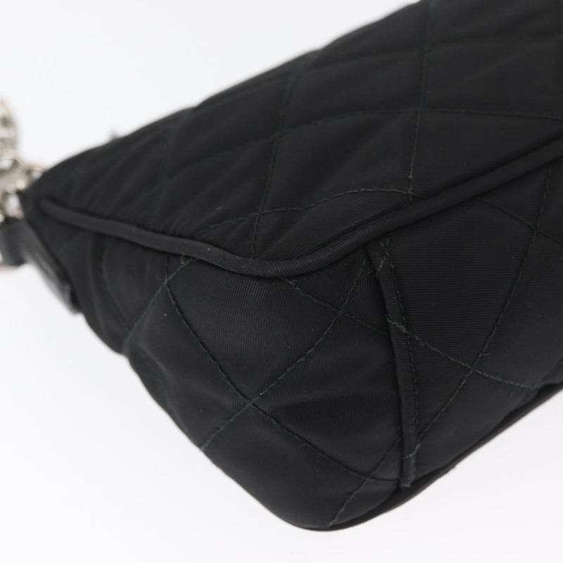【日本直送】PRADA 鏈條配件包 尼龍 銀黑色 正品 ka1618SAM-15