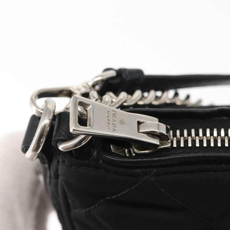 【日本直送】PRADA 鏈條配件包 尼龍 銀黑色 正品 ka1618SAM-20