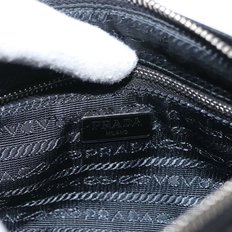 【日本直送】PRADA 鏈條配件包 尼龍 銀黑色 正品 ka1618SAM-21