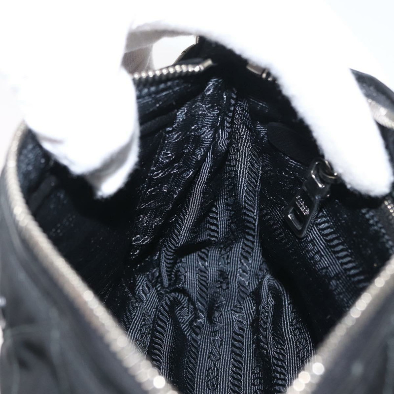 【日本直送】PRADA 鏈條配件包 尼龍 銀黑色 正品 ka1618SAM-23