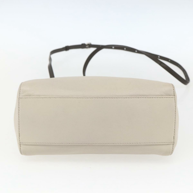 【日本直送】FENDI 迷你 Peek A Boo 手提包 皮革 兩用 米色 銀色 正品 ka1617M-4