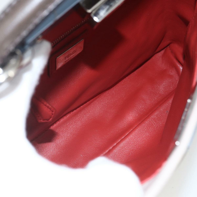 【日本直送】FENDI 迷你 Peek A Boo 手提包 皮革 兩用 米色 銀色 正品 ka1617M-9