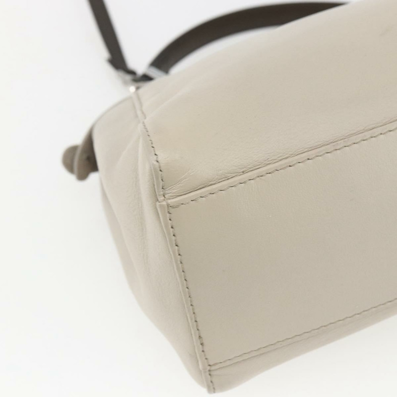 【日本直送】FENDI 迷你 Peek A Boo 手提包 皮革 兩用 米色 銀色 正品 ka1617M-15