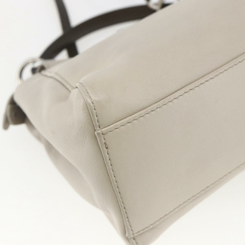 【日本直送】FENDI 迷你 Peek A Boo 手提包 皮革 兩用 米色 銀色 正品 ka1617M-17