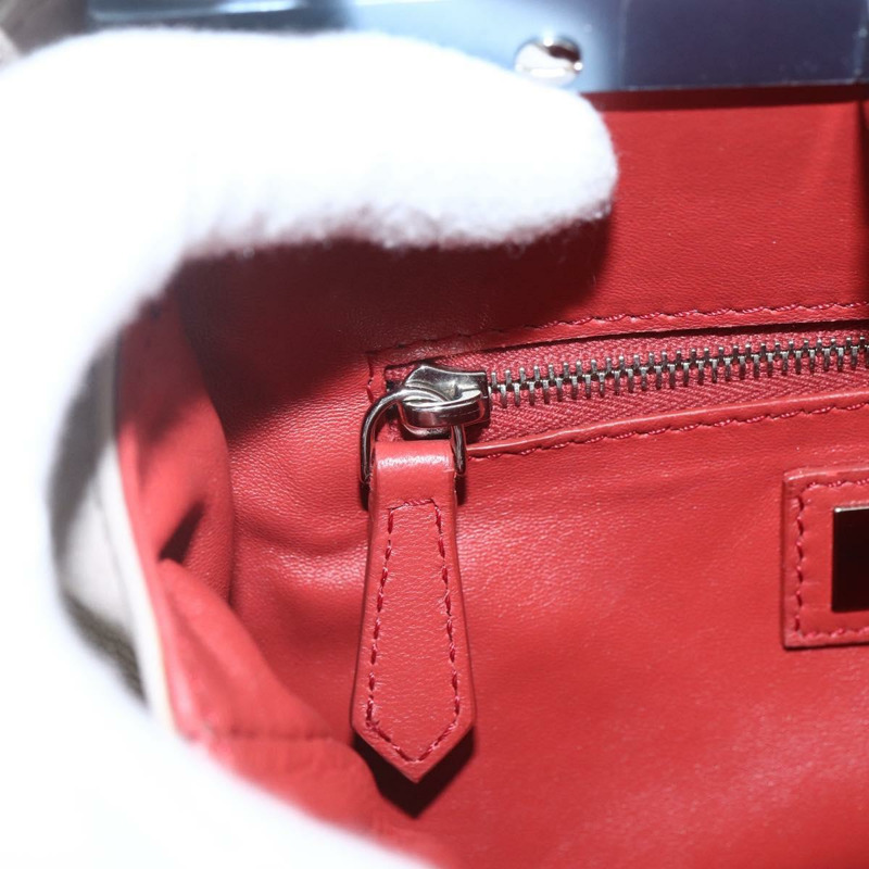 【日本直送】FENDI 迷你 Peek A Boo 手提包 皮革 兩用 米色 銀色 正品 ka1617M-20