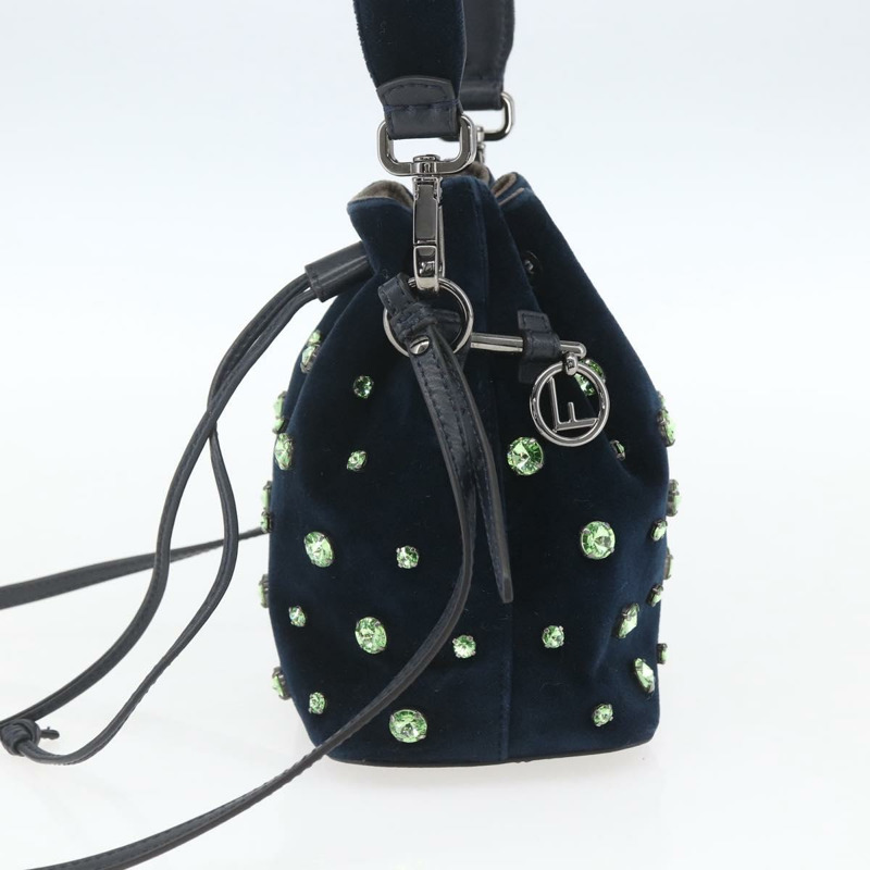 【日本直送】FENDI Montresor 迷你肩背包 絲絨海軍藍 正品 ka1684M-3