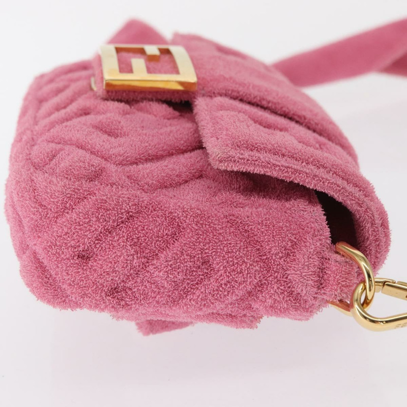 【日本直送】FENDI Zucca帆布迷你Mamma Baguette單肩包，兩用款，粉金配色，正品編號165907SM-2