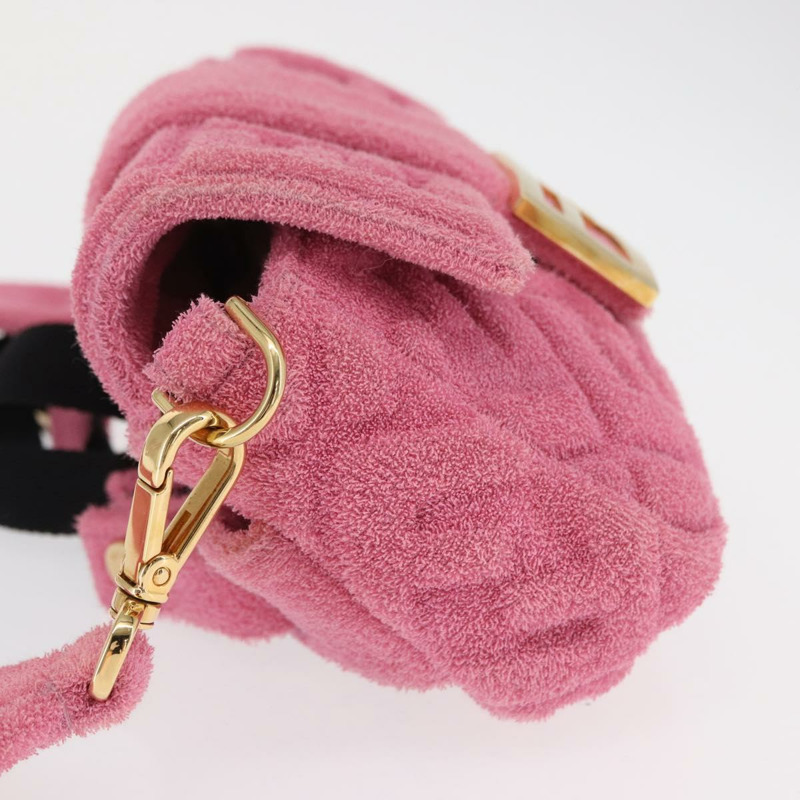 【日本直送】FENDI Zucca帆布迷你Mamma Baguette單肩包，兩用款，粉金配色，正品編號165907SM-3