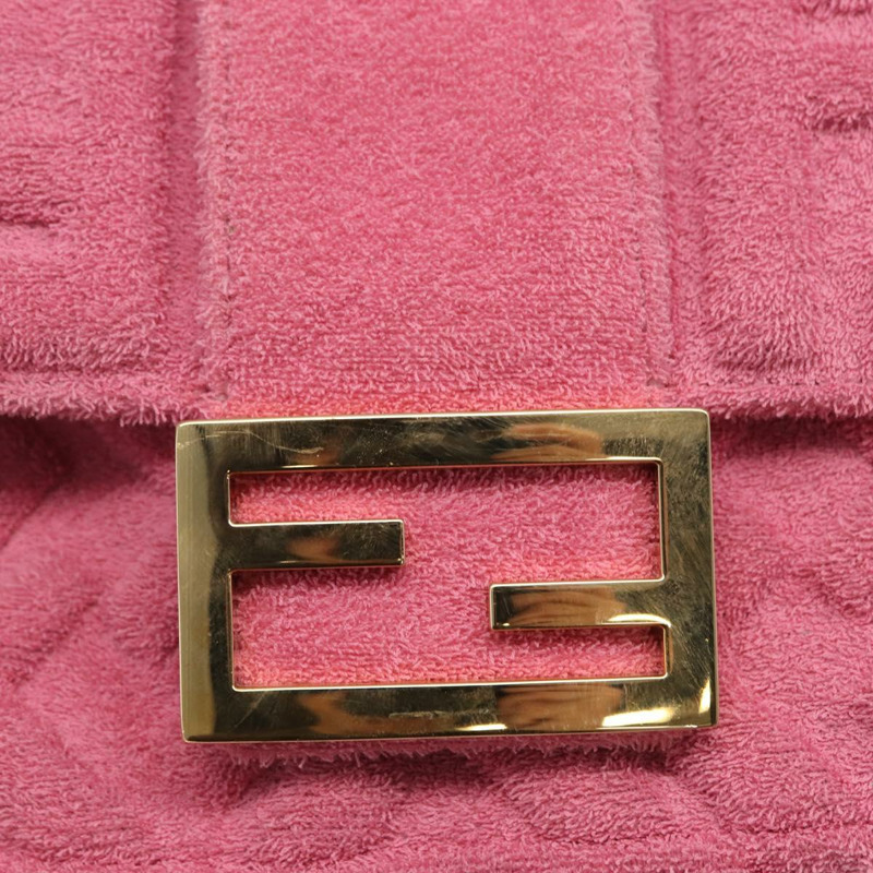 【日本直送】FENDI Zucca帆布迷你Mamma Baguette單肩包，兩用款，粉金配色，正品編號165907SM-19