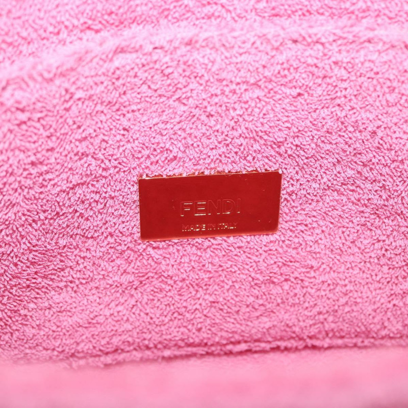 【日本直送】FENDI Zucca帆布迷你Mamma Baguette單肩包，兩用款，粉金配色，正品編號165907SM-23