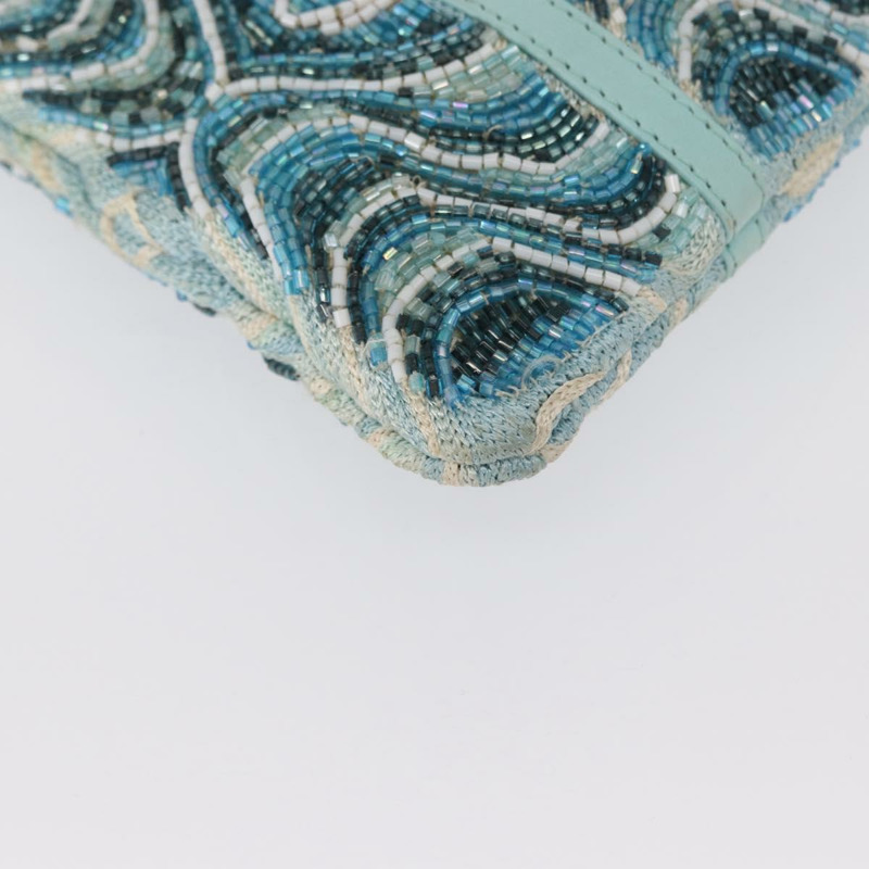 【日本直送】FENDI 串珠手袋 帆布 藍色 銀色 正品 165940SAV-8