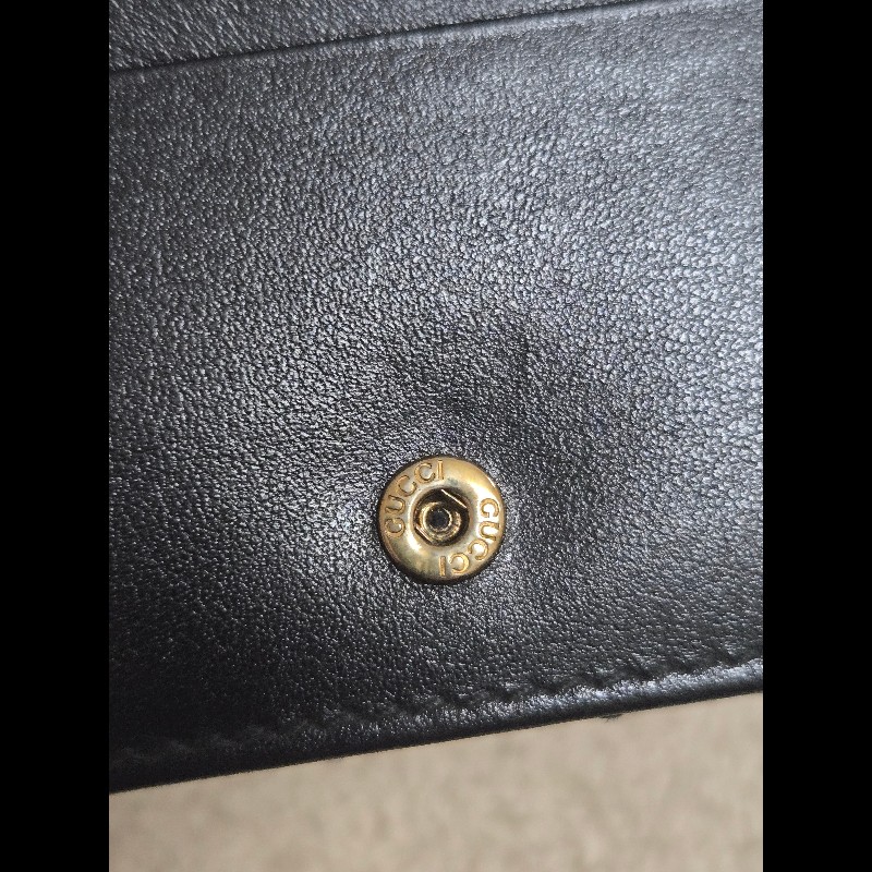 Gucci 古馳 GG Marmont 黑金絎縫皮革對折短夾/卡夾包 🈶原廠盒-8