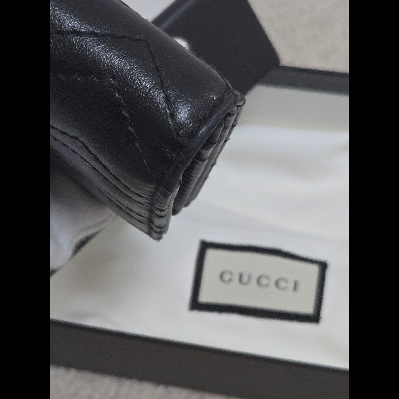 Gucci 古馳 GG Marmont 黑金絎縫皮革對折短夾/卡夾包 🈶原廠盒-21
