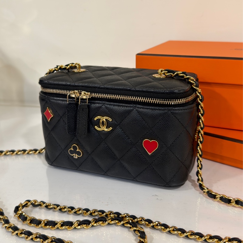 #芯片款 #荔枝皮 #近新全配 香奈兒黑金長盒子勳章款 🉑遇不🉑求-5