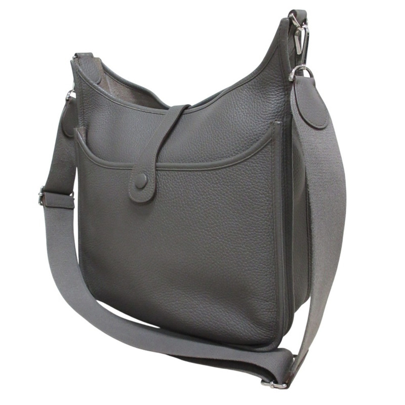 愛馬仕 Evelyn 3 GM 女士單背包，Taurillon Clemence Etain 布料-2