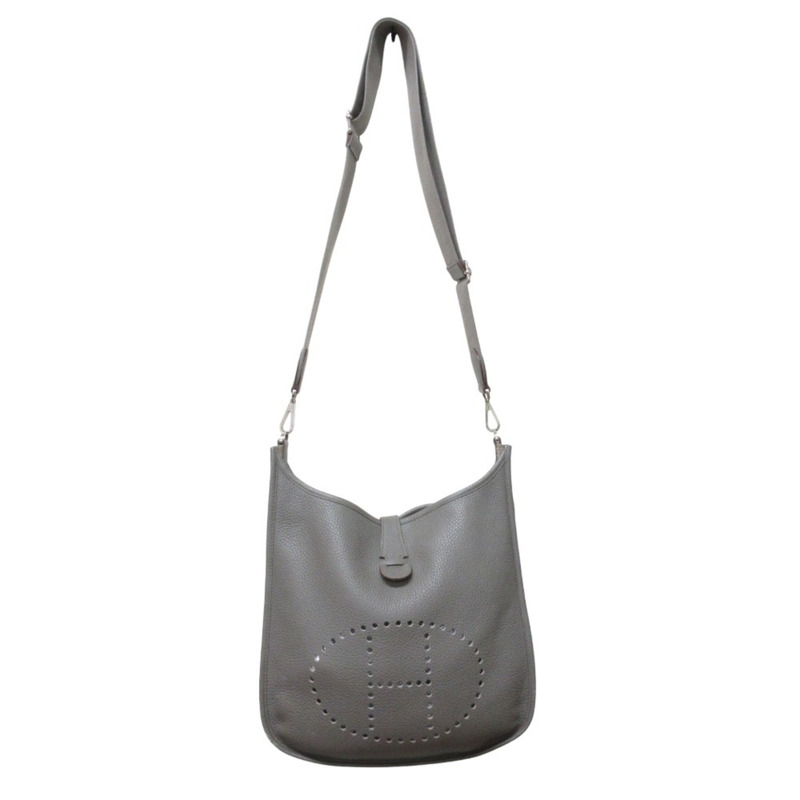 愛馬仕 Evelyn 3 GM 女士單背包，Taurillon Clemence Etain 布料-16