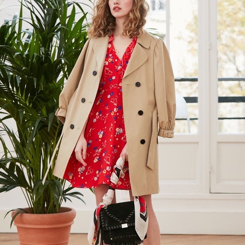 全新Claudie Pierlot 正品紅色質感長袖洋裝