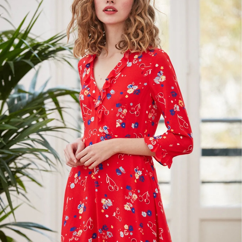 全新Claudie Pierlot 正品紅色質感長袖洋裝-1