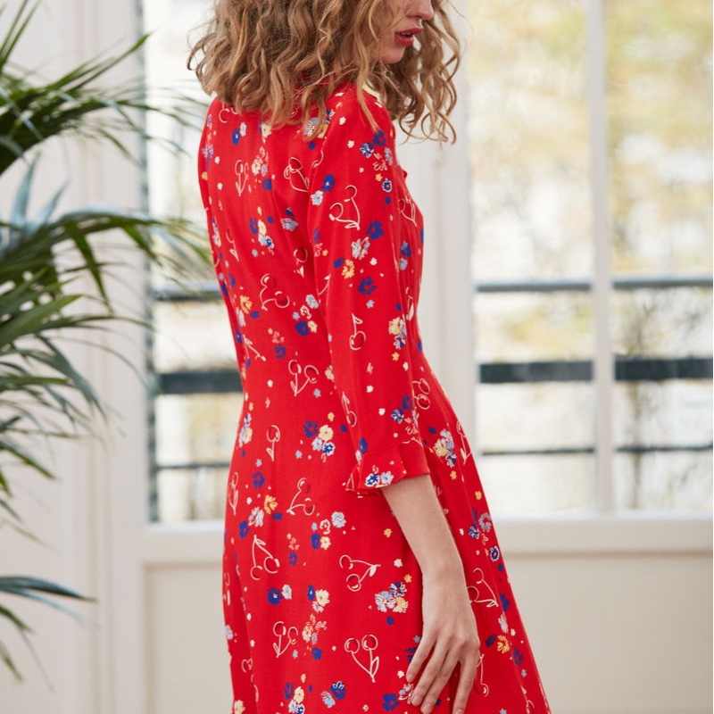 全新Claudie Pierlot 正品紅色質感長袖洋裝-2