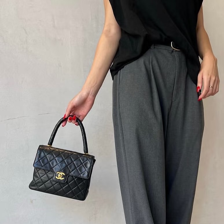 #24k金 #老香 #Vintage 香奈兒黑金Kelly handle bag手提晚宴包 絕版收藏✨-1