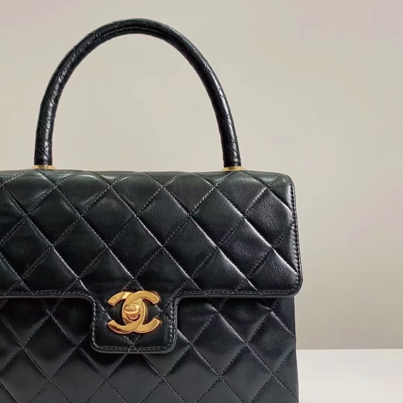 #24k金 #老香 #Vintage 香奈兒黑金Kelly handle bag手提晚宴包 絕版收藏✨-2