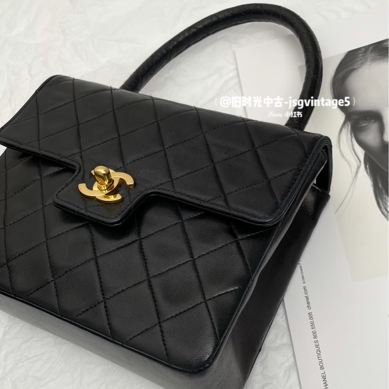 #24k金 #老香 #Vintage 香奈兒黑金Kelly handle bag手提晚宴包 絕版收藏✨-4
