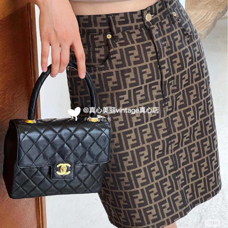 #24k金 #老香 #Vintage 香奈兒黑金Kelly handle bag手提晚宴包 絕版收藏✨-7