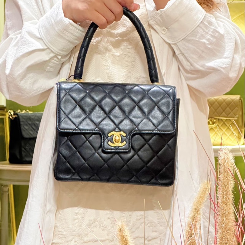 #24k金 #老香 #Vintage 香奈兒黑金Kelly handle bag手提晚宴包 絕版收藏✨-8