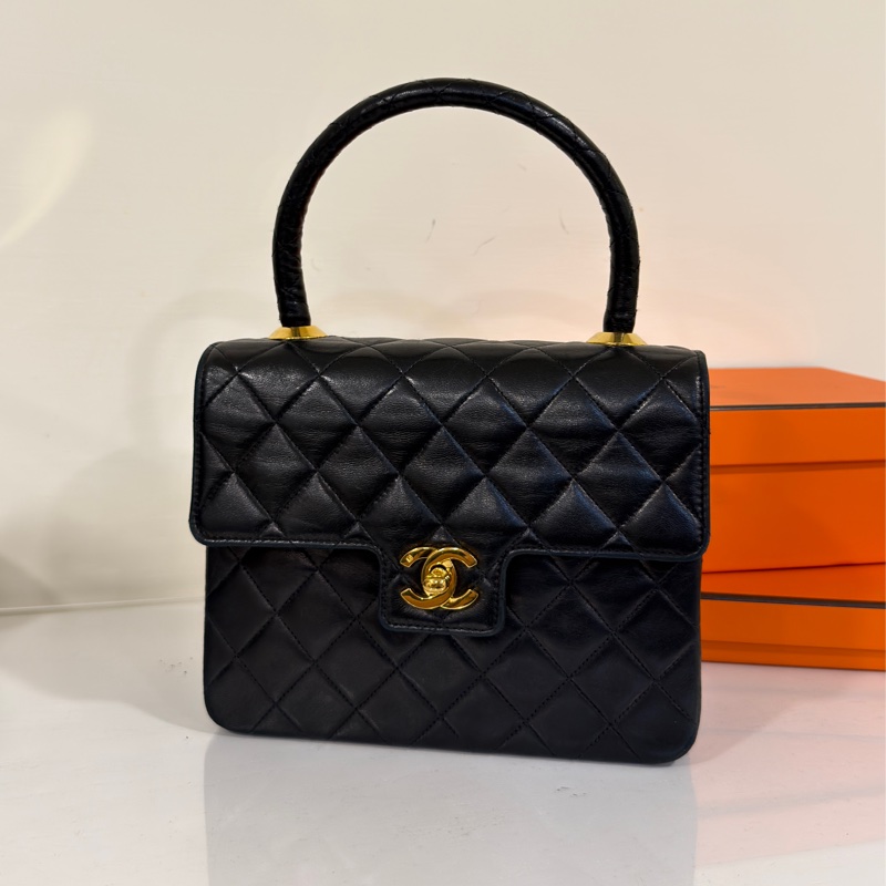 #24k金 #老香 #Vintage 香奈兒黑金Kelly handle bag手提晚宴包 絕版收藏✨-9
