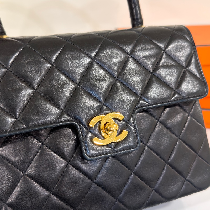 #24k金 #老香 #Vintage 香奈兒黑金Kelly handle bag手提晚宴包 絕版收藏✨-10