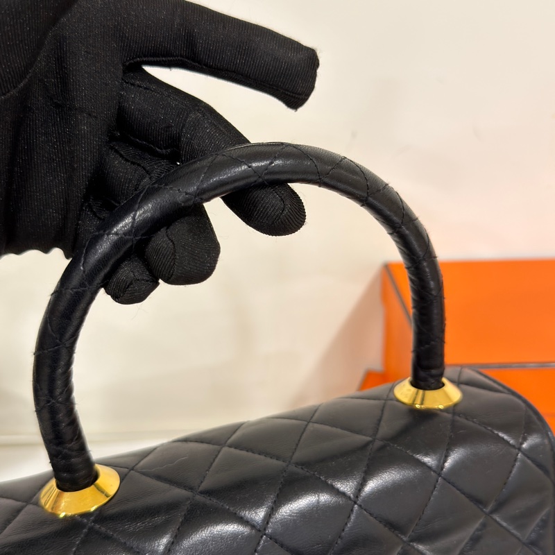 #24k金 #老香 #Vintage 香奈兒黑金Kelly handle bag手提晚宴包 絕版收藏✨-14