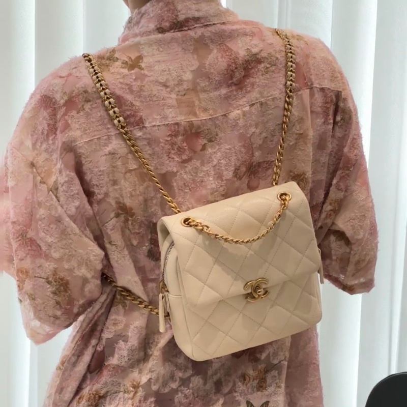 #荔枝皮 #芯片款 #年底甩賣💰 #全配 香奈兒22p白金鏈條雙肩包-4