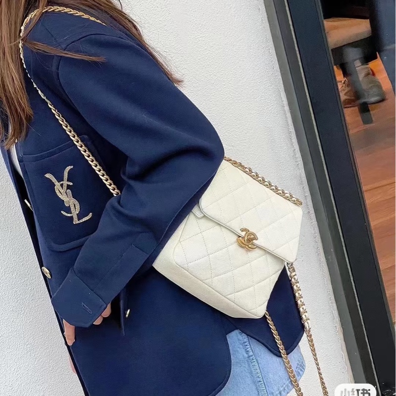 #荔枝皮 #芯片款 #年底甩賣💰 #全配 香奈兒22p白金鏈條雙肩包-5