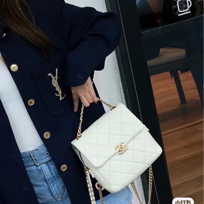 #荔枝皮 #芯片款 #年底甩賣💰 #全配 香奈兒22p白金鏈條雙肩包-6