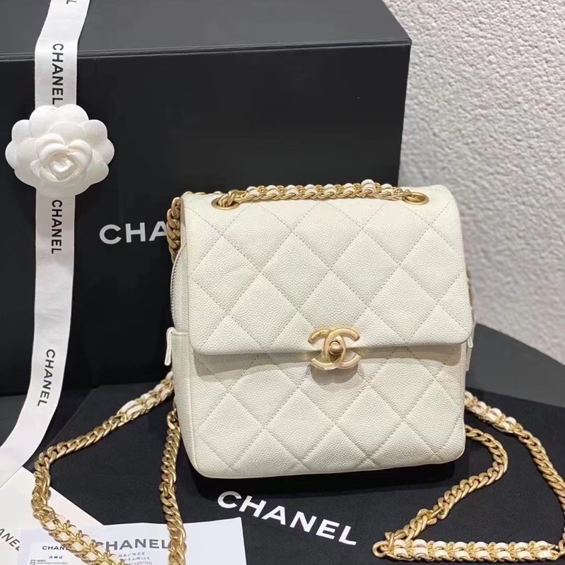 #荔枝皮 #芯片款 #年底甩賣💰 #全配 香奈兒22p白金鏈條雙肩包-12