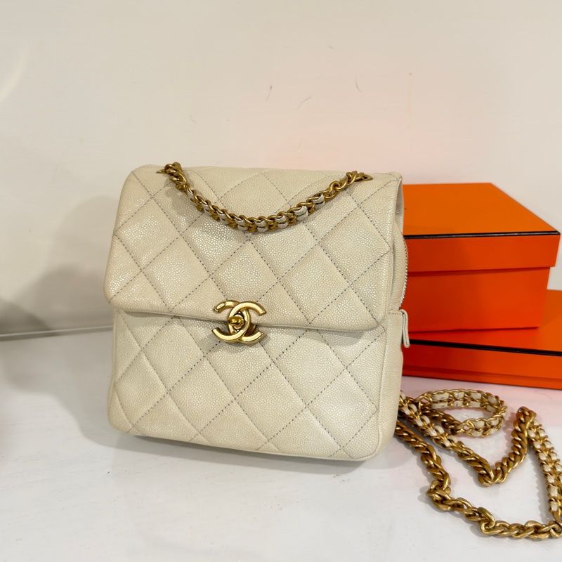 #荔枝皮 #芯片款 #年底甩賣💰 #全配 香奈兒22p白金鏈條雙肩包-14