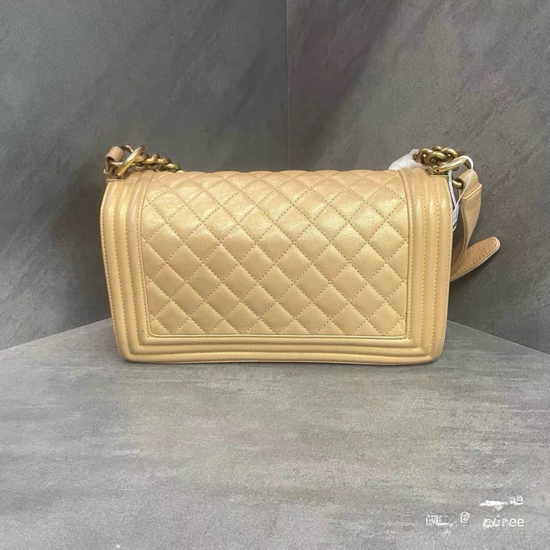 Chanel香奈儿 金色幻彩牛皮leboy中号 20开带卡-3