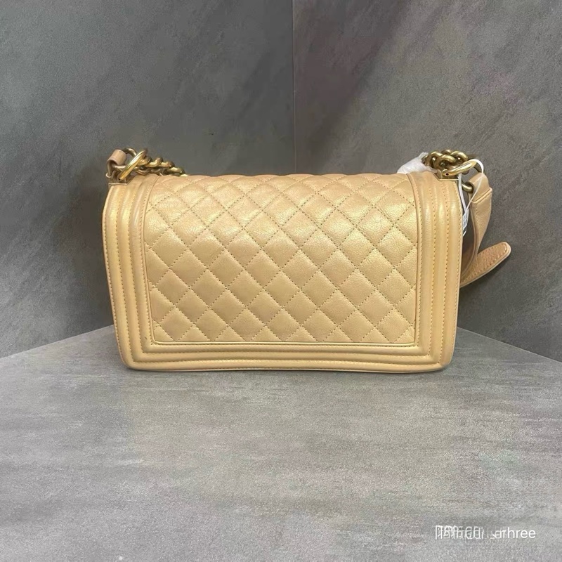 Chanel香奈儿 金色幻彩牛皮leboy中号 20开带卡-4