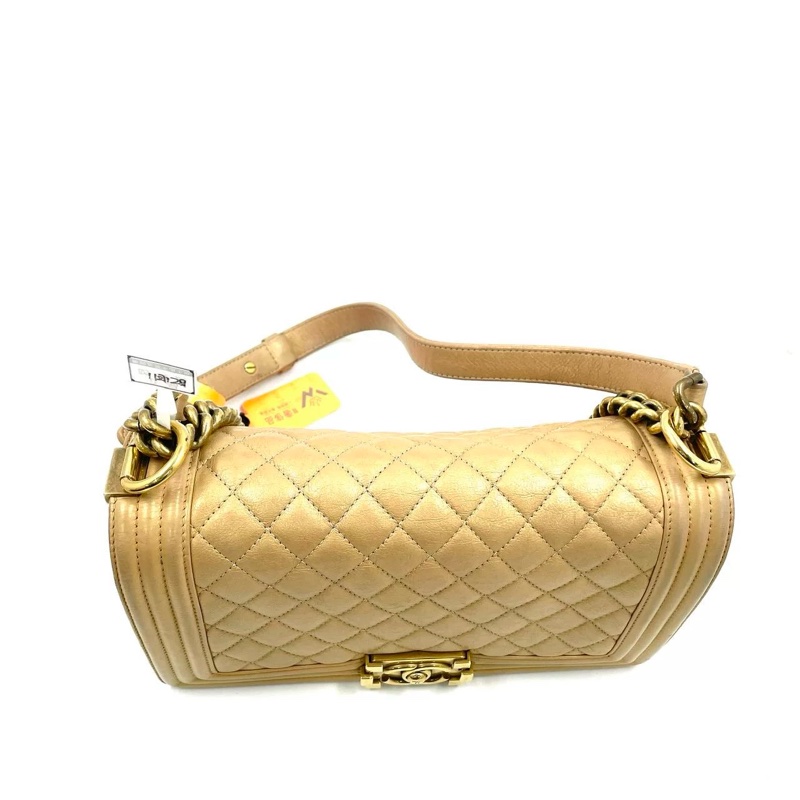 Chanel香奈儿 金色幻彩牛皮leboy中号 20开带卡-12