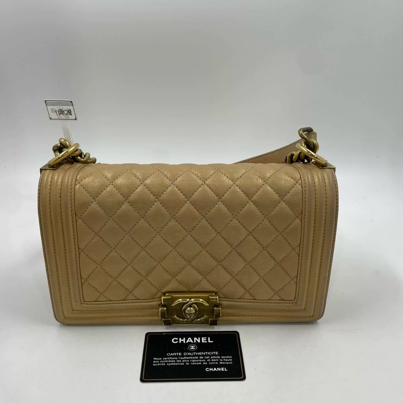 Chanel香奈儿 金色幻彩牛皮leboy中号 20开带卡-14