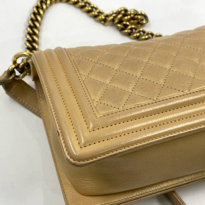 Chanel香奈儿 金色幻彩牛皮leboy中号 20开带卡-24