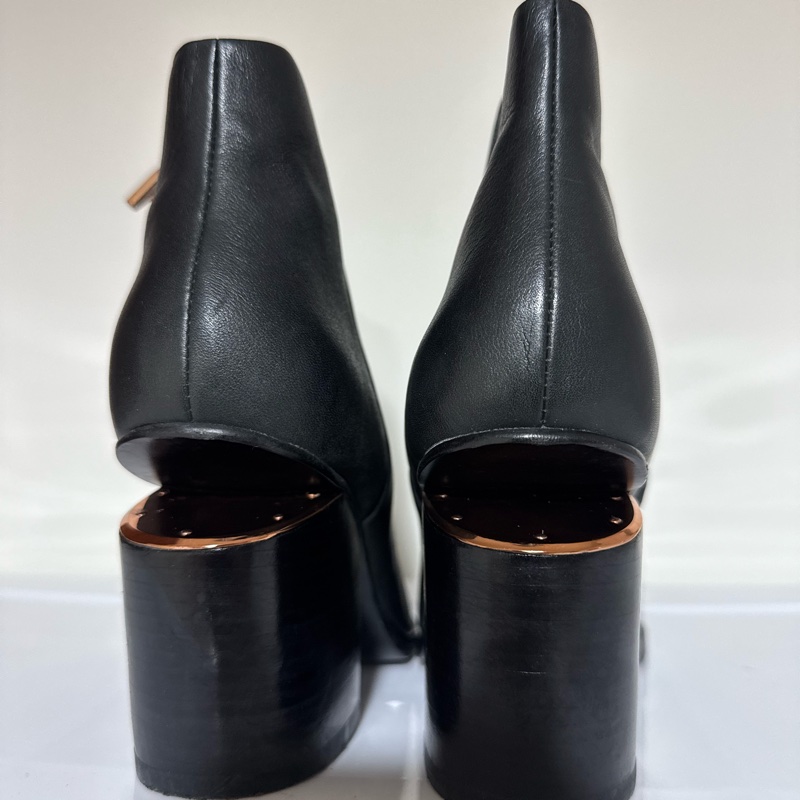 Alexander Wang 玫瑰金 全皮 簍空後跟短靴 黑色 36.5-2