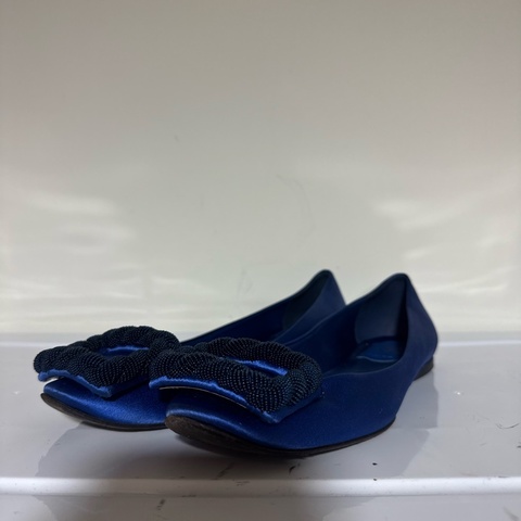 Rv緞面 麻花編織方釦 平底鞋 37